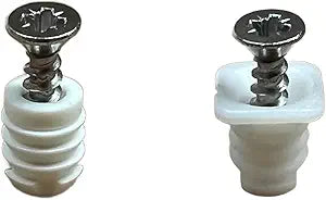 8mm Plastic Cabinet Hinge Dowel Inserts, Choose with Flanged or Non-Flanged Includes Screws and Bumpers/for Replacment and Repair of Cabinet Hinges 12 per Pack by E.H.C. (Flange)