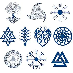 10 Pcs Viking Temp Tattoos Adult,Tribal Totem Nordic Celtic Fake Tattoo