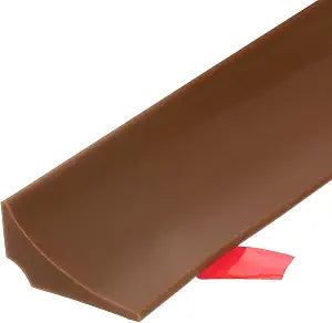uxcell Collapsible Shower Barrier, 118 Inch Silicone Water Splash Guard Strip 1 Inch W 0.6 Inch H Self Adhesive Water Stopper Barrier Dry and Wet Separation for Bathroom, Brown
