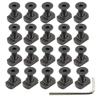 24 Pack M4 Mlok T-Nuts & Screws Replacement Sets Steel, for Mlok System Accessory Installation, with Allen Key. (M4-Countersunk Head)