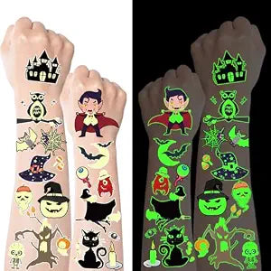 500 Styles Luminous Halloween Tattoos Party Favors for Kids, Halloween Temporary Tattoos Stickers Goodie Bag Stuffers Gifts Treats for Party Supplies