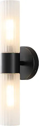 Bathroom Light Fixtures 2-Light, Modern Vanity Light for Bathroom, Wall Sconce with Frosted Glass Rods Shades, Hardwired Wall Light Fixtures for Living Room Bedroom Hallway (Black)