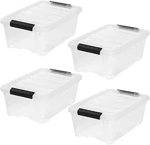 IRIS USA 4-Pack 13 Quart Storage Bins with Lids, Clear