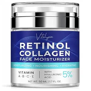 Face Moisturizer for Aging Skin: Wrinkle Cream for Older Women and Men 50 and 60 plus with Retinol, Collagen and Hyaluronic Acid – Facial Moisturizer for Mature Skin, 1.7 fl. Oz (Medium, Unscented)