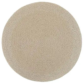 Karma, 14-Inch Beaded Placemat, Elegant Charger Plate for Dining Table, Boho Round Beaded Plate Charger, Cream