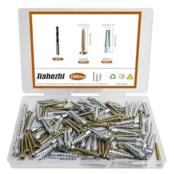 100Pcs M4 M8 Hollow Wall Anchors with Screws, Loose Hinge Hole Repair Kits