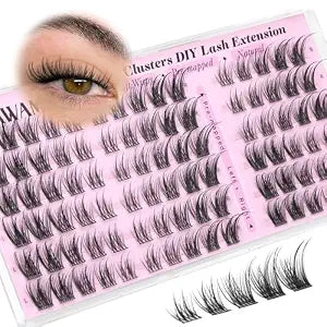Yawamica Natural Cat Eye Lash Clusters Pre-Mapped Individual Lashes 8-14mm Wispy Eyelash Extensions, Soft Wispy Cluster Lashes, Easy DIY Eyelash Clusters for 5 Clusters Eye Look