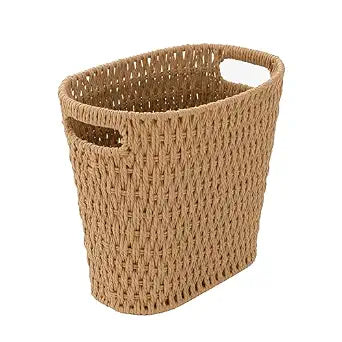 Coeusy 3 Gallon Wicker Trash Can, Rattan Small Bathroom Trash Can, Boho Decorative Paper Rope Waste Basket for Bedroom,Home Office,Living Room