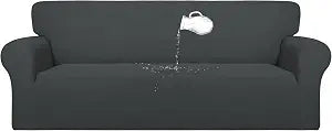 PureFit Waterproof Couch Cover Slipcovers for Couches and Sofas, Dark Gray