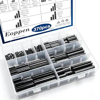 370Pcs SAE Roll Pin Assortment Set - Slotted Spring Pins Steel Split Expansion Pin 10 Sizes 1/16 5/64 3/32 1/8 5/32 3/16 7/32 1/4 5/16 3/8 Inch for Home Improvement Automotive Repair