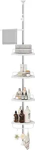 SONGMICS 4-Tier Corner Shower Caddy Tension Pole for Bathroom