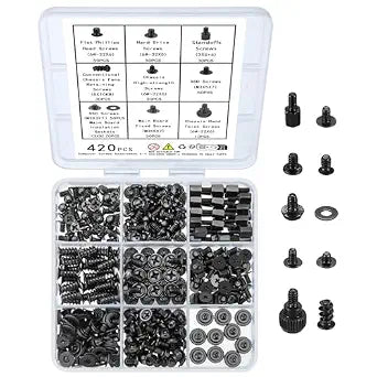 420pcs Computer Screws, Motherboard Standoffs Kit for Motherboard Laptop Computer Case PC Fan HDD SSD Hard Drive Computer Fan Replacement Screws