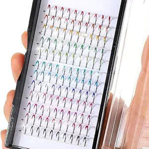 ElevateTech Glitter Lash Extensions, 120 Pcs 12 Colored Glittery Holographic Eyelash Extension Mix Spike Single Lash 15mm Reusable Individual Lashes Kit Professional Supplies