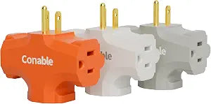 3 Pack 3 Outlets Grounding Adapter, 3 Way Plug Extender, 15A 1875W, 3 Prong