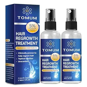 Minoxidil for Men and Women Hair Growth: 5% Minoxidil Topical Spray Hair Regrowth Treatment Stop Hair Thinning and Hair Loss For Stronger Thicker Longer Hair 60ml 2 Pack