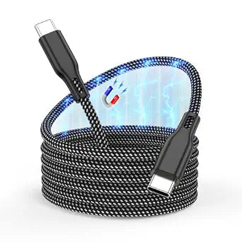 Magnetic Coiled USB C to USB C Cable 60W 3.3FT, Winding Fast Charger Cord