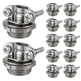 OHLECTRIC Cable Connectors " NM Connectors (Fits  Knockouts - Trade Size) Actual Size = Fits  Knockouts Zinc Metal Connector for Conduit, NM Sheath Electrical Outlet Box (12 Pack)