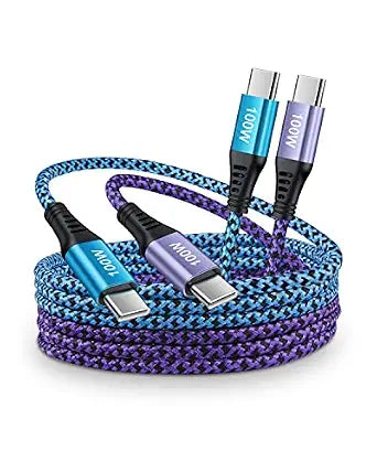 100W USB C to USB C Cable, 2Pack/6ft PD 5A Super Fast Charging Type-C Cable
