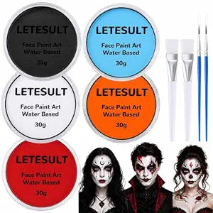 9 Pcs Halloween Face Paint Kit, Halloween Makeup Kit with 4 Pcs Brushes