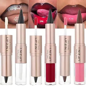 3 Pcs Double-ended Glossy 2-in-1 Lip Liner and Lipstick Set (#01 #02 #03)