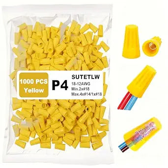 Wire Nuts Assortment Kit 1000 PCS Insulating Insert Twist Electrical Wire Connectors Nuts, Springs Screw Terminals Wire Caps for Wire Connection, P4