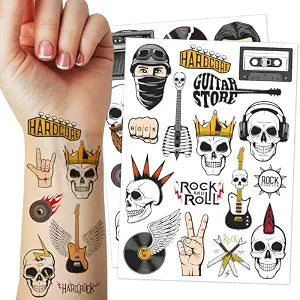 30Pcs Rock N Roll Temporary Tattoos