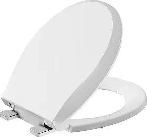 Toilet Seat Round Toilet Seat Cover Soft Close PP Material for Bathroom, Easy to Install, White
