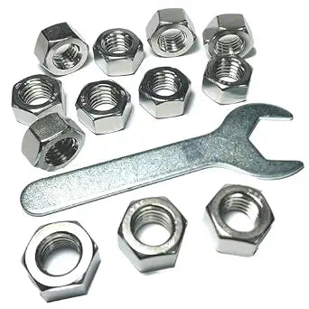 12pcs 9/16-12 Hex Nuts,304 Stainless Steel Hex Nuts Fasteners with 9/16 Hex Nut Driver Wrench,Bright Finish
