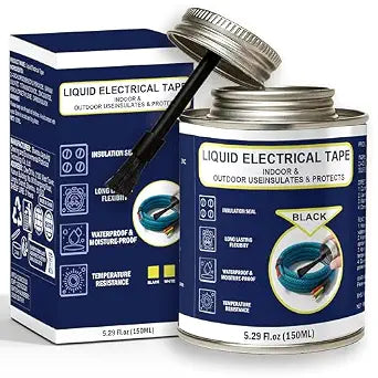 5.29OZ Liquid Electrical Tape, Black Insulating Glue with Brush Cap, Waterproof & Flexible Rubber Coating, Quick-Drying for Wires, Cables, Outdoor Electrical Connectors, Marine, Automotive Use