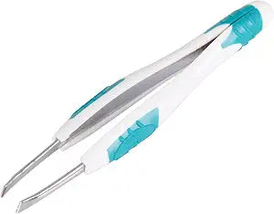 LEADER Tweezers Slant Tip Precision, Easy Grip, Non-Slip Rubber, Stainless Steel, Great Precision for Eyebrows, Facial Hair, Splinter and Ingrown Hair Removal