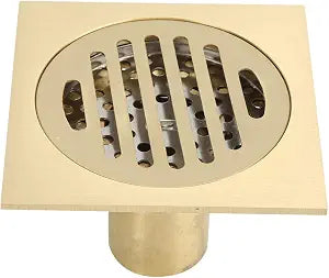 Shower Drain Cover Square Copper Grates, Anti Clogging Hair Catcher Removable for Bathroom Balcony, Rustproof Floor Drain Strainer Blocks Hair Loss for Hotel Guest House
