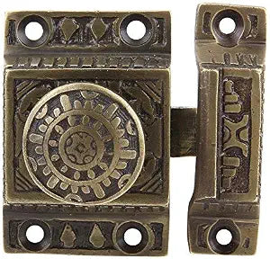 A29 Cabinet Latch, Solid Brass, Windsor Design, Antique Brass Finish