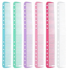 6Pcs Cutting Combs for Hair Stylist Professional Carbon Fine Cutting Comb Heat Resistant Carbon Fiber Salon Hairdressing Comb for Men(Blue, Green, White, Pink, Rose Red, Purple)