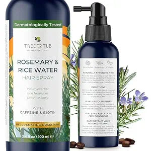 Tree To Tub Rosemary Rice Water Hair Spray for Hair Growth, 3.4 Fl Oz
