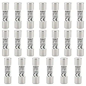Baomain 20-Pack 10A Cylindrical Type Fuse Link, RT18-32 10 X 38 gG 500V 100kA