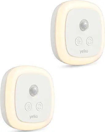 YELKO Motion Sensor Night Light, 5-Level Dimmable with Dusk to Dawn Sensor, Plug in Warm White Anti-Glare LED, Cozy Soft Glow, Adjustable Delay Time for Bathroom, Hallway, Kitchen, Stairs, 2 Pack