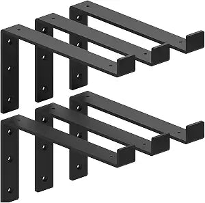 Shelf Brackets12 Inch Lip Brackets for Shelves, Industrial Forged Steel Floating Shelf Bracket, Handcrafted Forged Heavy Duty Rustic Black Shelf Brackets, Raw Metal/Steel Floating Shelf 6 Pack11.25