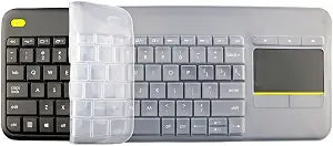 Silicone Keyboard Skin Cover Compatible for Logitech K400 Plus Wireless Touch TV Keyboard, Dust-Proof Logitech K400 Plus Keyboard Protector - Clear