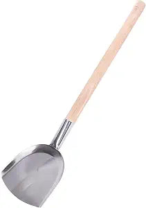 Long Handle Steel Fireplace Shovel, Wood Handle Ash Scoop for Garden, BBQ, Camping