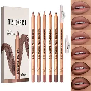 6 Colors Classic Matte Series Lip Liner Set with Sharpener for Women, #2