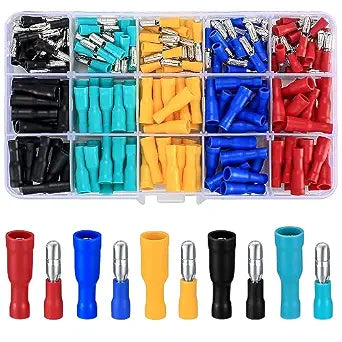 200 Pcs Bullet Connectors Male and Female, 22-16AWG Insulated Splice Female/Male Bullet Crimp Terminals Electrical Crimp Wire Connectors