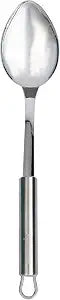 Restaurantware Stainless Steel Cooking Spoon - German Standard Metal Kitchen Spoon with Ergonomic Handle, Dishwasher Safe, Heat-Resistant - Heavy-Duty Serving Spoon For Mixing, Stirring