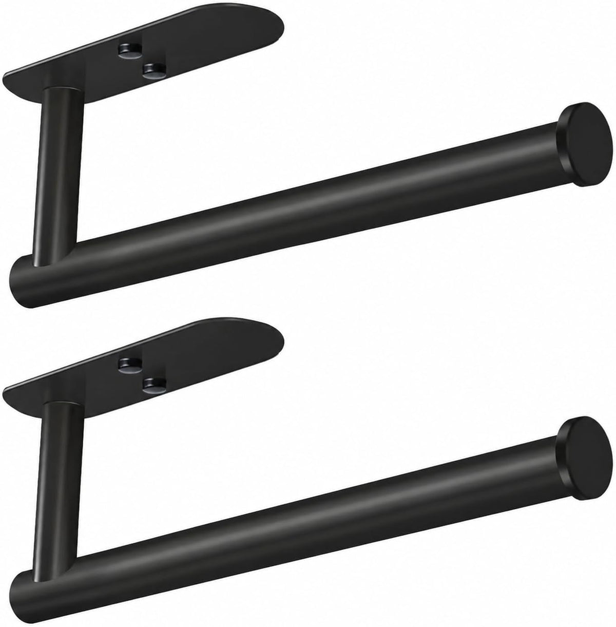 VAEHOLD Adhesive Paper Towel Holder Under Cabinet Wall Mount for Kitchen Paper Towel, Black Paper Towel Roll Holder Stick to Wall, Stainless Steelï¼ˆBlack, 2 Packï¼‰