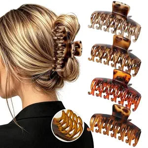 4 Pack 3.5" Double Row Teeth Medium Claw Clips for Thin Fine Hair Non-Slip