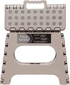 11" Non-Slip Folding Step Stool - Khaki -Plastic Collapsible Stool
