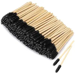 Tbestmax 300 Disposable Mascara Wands Eyelash Brush Spoolies for Eye Lash Extension Eyebrow Bamboo Stick Black