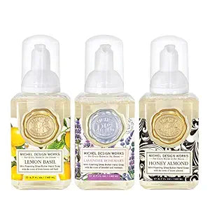 Michel Design Works Mini Foaming Soap 3-Pack Set (Lavender Rosemary, Lemon Basil, Honey Almond)