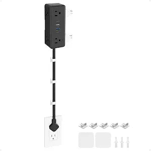 Electrical Outlet Extender Stick, Features 4 USB & 6 Outlets