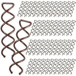 FANDAMEI 50PC Spiral Hair Pins Set, Spin Pins Spiral Bobby Pins for Girls, Women and Kids, Non-Scratch Round Clip & Bun Twist, Stylish Bun Bobby Pins, Premium Spin Pins for Hair, Brown
