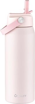 Oldley 24oz Insulated Water Bottle with Straw, Stainless Steel Water Bottle for Sports, Travel, School, BPA-Free Sports Bottles for Adult Kids, Leak-Proof, Pink